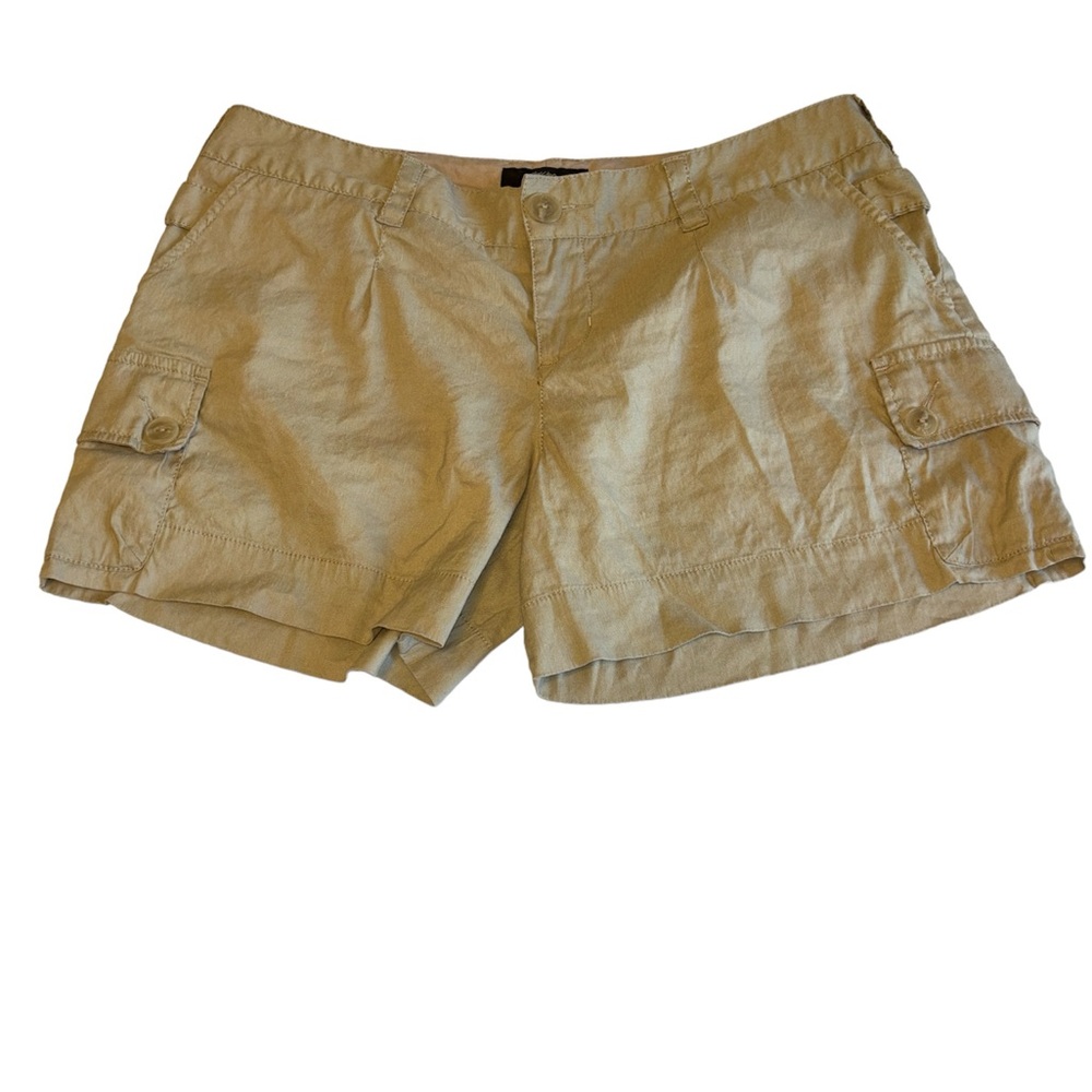 Mossimo Essential Khaki Utilitycore Cargo Linen Blend 4.5” Inseam Shorts Sz 12